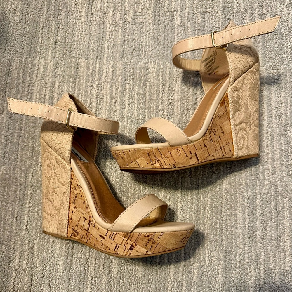 Not Rated Beige Cork Wedge Sandals
